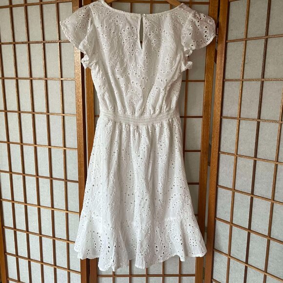 Japna Cotton Eyelet Short Sleeve Wrap Dress - Boho Fairy Cottagecore - Picture 5 of 7